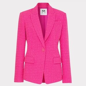 MILLY Avery Boucle Blazer in Milly Pink Tweed Women's Size 12